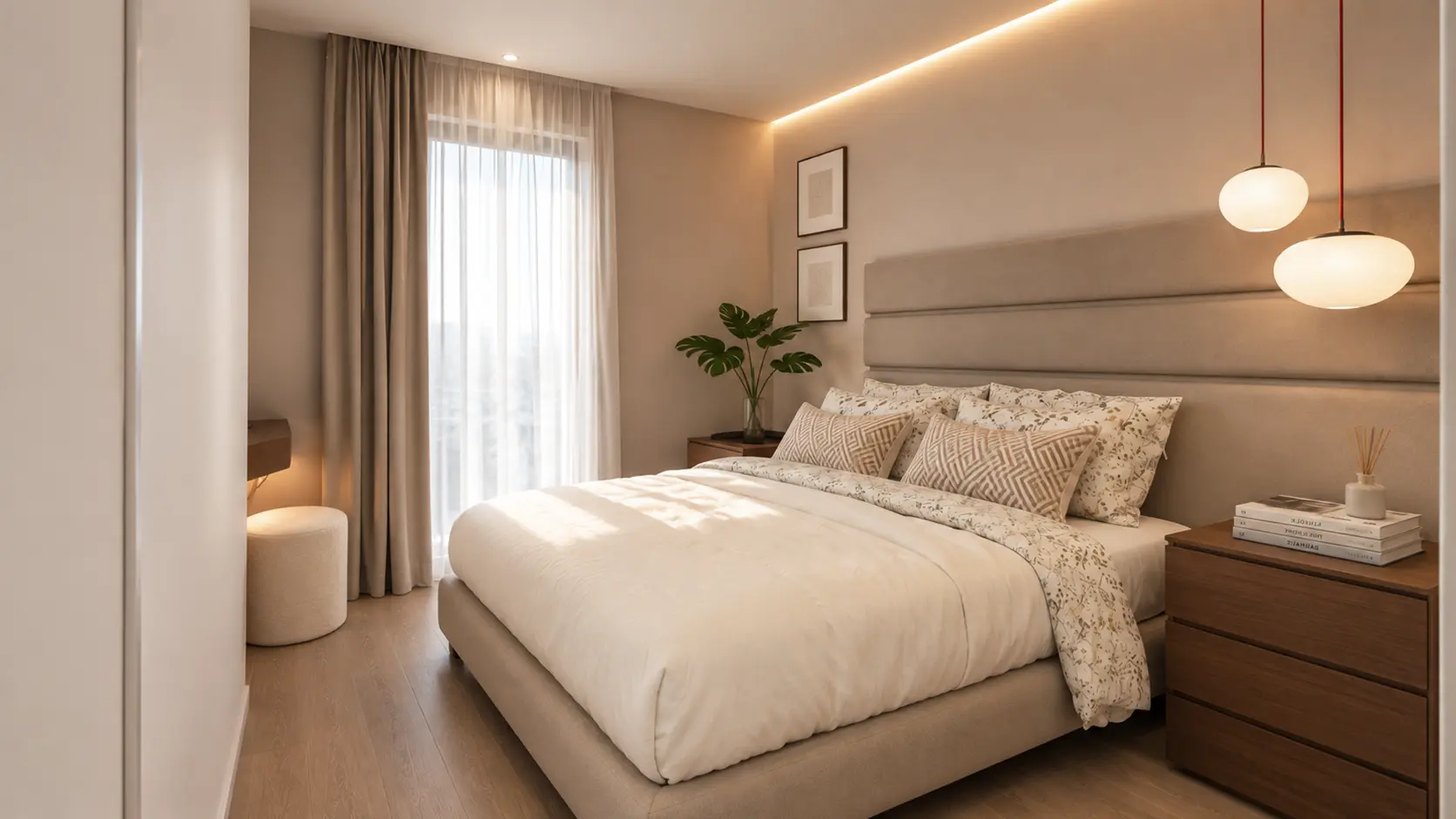 Dormitorio principal del ático de DIECISIETE Boutique Homes